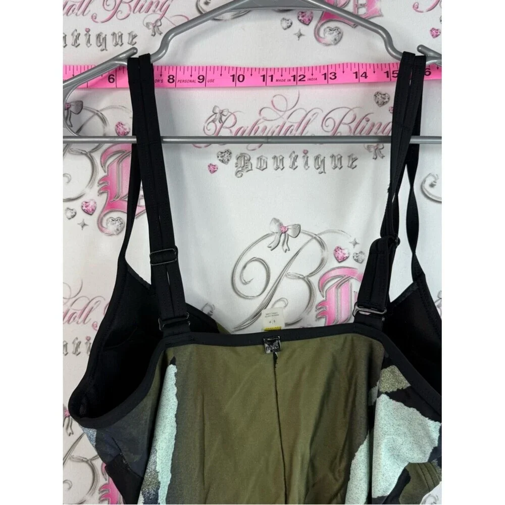 Lole tankini top camo camouflage Olive, Black & Blue Printed Swim Tankini Top